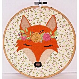 🦊 8" Hand-Embroidered Fox Art | UNIQUE Needlepoint Decor | READY TO SHIP Gift🦊